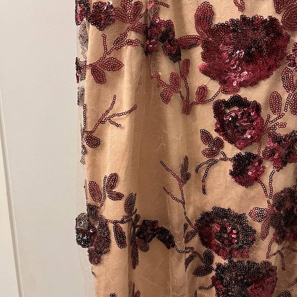 Beautiful floor length formal dress. Nude liner with pink sequin floral pattern - Picture 5 of 5